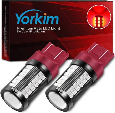 Yorkim 7440 Led Bulb T20 7443 7441 7444 W21W Led Lights for reverse/ backup / brake light, Pack of 2 (Red)