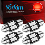 Yorkim 31mm Festoon LED Bulb, Error Free Canbus, DE3022 DE3175 DE3021 LED Bulb, Pack of 4 (Red)