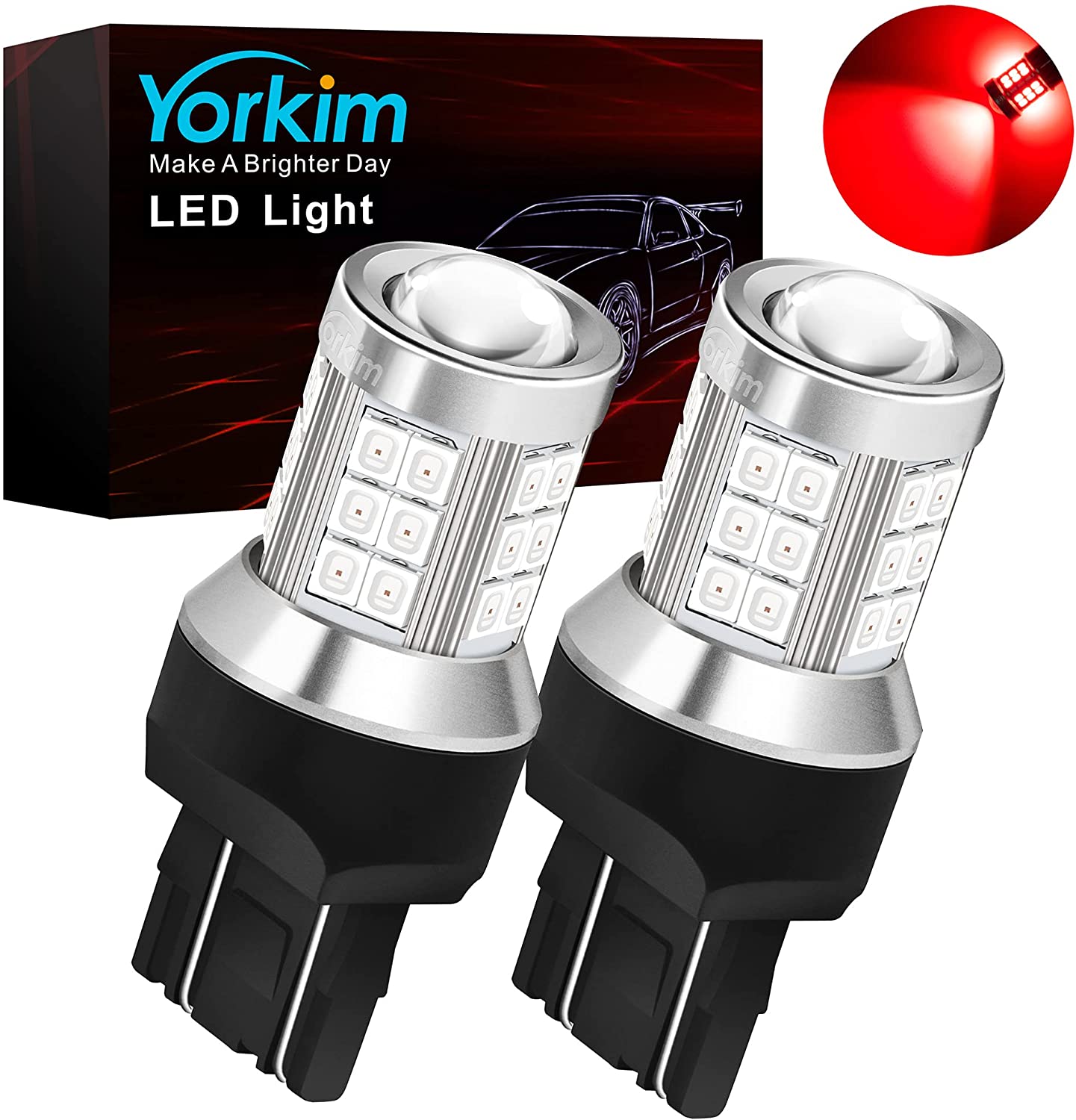 Yorkim 7443 led bulb, super bright 7440 led bulb T20 LED Bulbs with Projector Replacement for led Reverse Blinker Brake Tail Lights