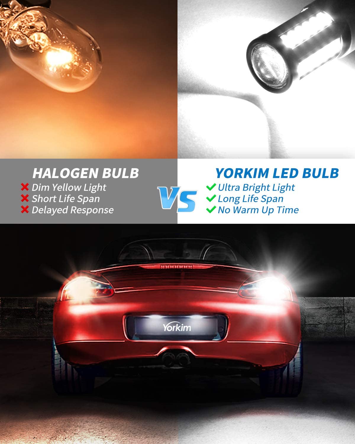 Yorkim 7440 Led Bulb Bright White Lights, T20 Led Bulbs, 7443 Led Bulbs, 7441 Led Bulbs, W21W Led Lights, 7444 Bulbs, for reverse/backup/brake light - 5730 33 SMD 