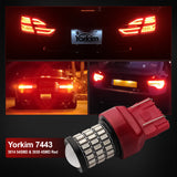 Yorkim 7440 Led Bulb T20 7441 7443 7444 W21W for Backup Reverse, Break, Tail, Turn Signal Light , Pack of 2 (Red)