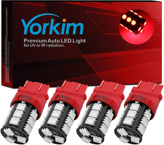 Yorkim 3157 LED Light Bulbs, 3056 3156 3156A 3057 4057 4157 T25 for Reverse Tail Lights, Pack of 4 (Red)