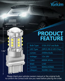 Yorkim 3157 LED Bulb Reverse Lights 6000K White High Power 21SMD XB-D Chipsets 400% Brighter, 3156 led bulb 3056 4057 4157 LED Light for Tail Light Backup light DRL Brake Turn Signal Lights, Pack of 2