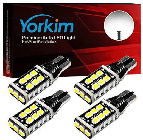 Yorkim 921 LED Bulb Error Free T15 912 W16W for Back Up Reverse Brake Lights Pack of 4
