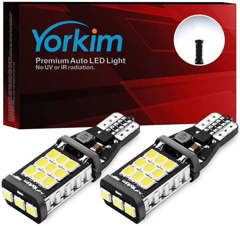 Yorkim 921 LED Bulb Error Free T15 led bulb Reverse Lights Backup Light 912 906 904 902 W16W bulb