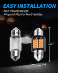 Yorkim DE3022 LED Bulb 31mm Festoon LED Bulb Amber Super Bright CANBUS 10-SMD 4014 Chipsets, 3175 LED Bulb, DE3175 LED Bulb, 3022 LED for Car Interior Dome map Lights