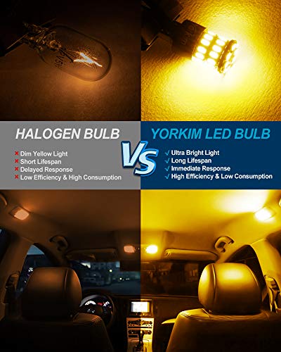 Yorkim 194 LED Bulb Amber, Error Free T10 168 192 2825 W5W LED Bulbs (36-SMD 3014)