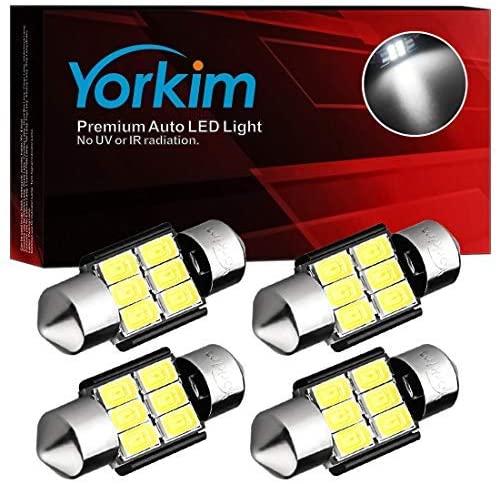Yorkim 31mm Festoon LED Bulbs White Super Bright LED Interior Car Lights Error Free CANBUS 6-SMD 5730 Chipsets, DE3175 LED Bulb, DE3022 LED, 3175 LED Bulbs