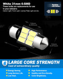 Yorkim 31mm Festoon LED Bulbs White Super Bright LED Interior Car Lights Error Free CANBUS 6-SMD 5730 Chipsets, DE3175 LED Bulb, DE3022 LED, 3175 LED Bulbs