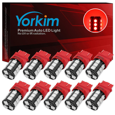 Yorkim 3157 LED Light Bulbs, 3056 3156 3156A 3057 4057 4157 T25 for Reverse Tail Lights, Pack of 10 (Red)