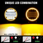 Yorkim 4.5" LED Pods, 2-Pack Off Road LED Light Bar Spot Flood Combo with Flash Strobe Fucntion Round Amber Angel Eye-Shape Work Light Fog Lights Driving Lights for Truck SUV ATV UTV